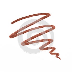 Brown eyeliner pencil trace on white background