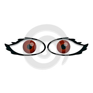 Brown eyes icon, cartoon style