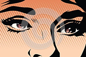 Brown eyes retro woman pop art