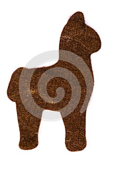 Brown Felted Alpaca Shape Made of Alpaca Wool