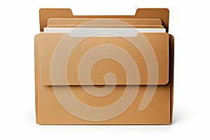 Brown File Folder on White Background