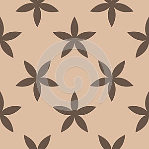 Brown floral seamless design on beige background