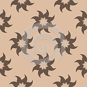 Brown floral seamless design on beige background