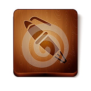 Brown Fountain pen nib icon isolated on white background. Pen tool sign. Wooden square button. Vector