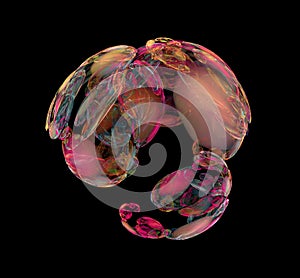 Brown fractal circle sphere. Fantasy fractal texture. Digital art. 3D rendering. Computer generated image.