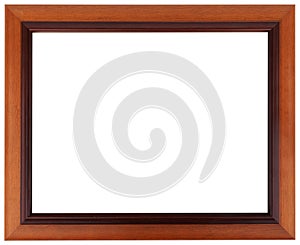 Brown frame. Mahogany picture frame isolated on white color.