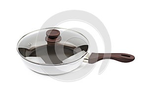 Brown frying pan isolated