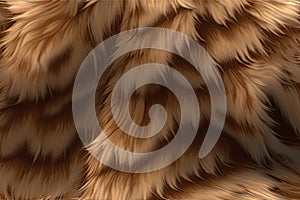 Brown Fur Texture Background, Wild Animal Hair Pattern, Fluffy Wool Mockup, Abstract Generative AI Illustration