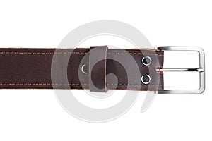 Brown genuine leather men`s belt
