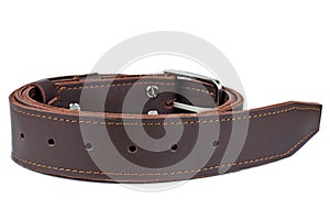 Brown genuine leather men`s belt