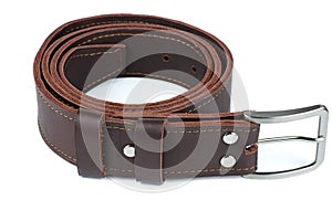 Brown genuine leather men`s belt