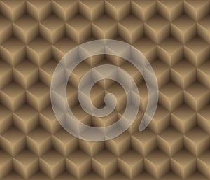 Brown geometrical cubes seamless pattern
