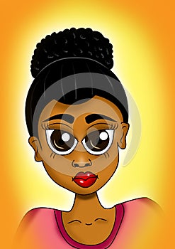 Brown girl cartoon illustration digital art