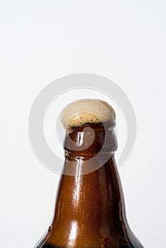 Brown glass bottle and beer. Soft drink, lemonade