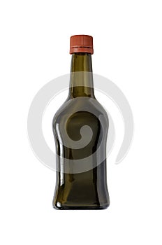 Brown glass bottle with red cork