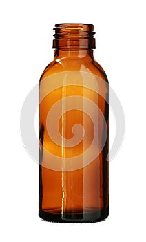 Brown Glass Bottle Threaded Mouth isolated on white background