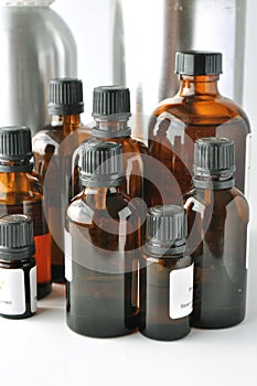 Brown glass bottles for cosmetic lotions, serums, oils