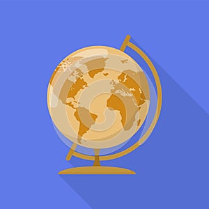 Brown globe icon, flat style