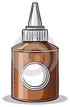 Brown Glue Bottle with White Applicator and Blank Label