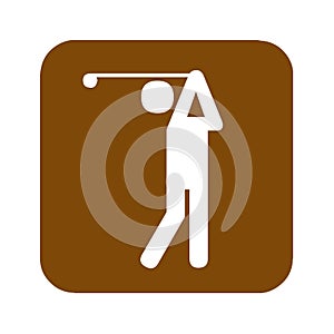 Brown golf driving range recreational sign