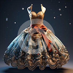 brown and gray black bridal drees with Christmas decoration generated by AI tool
