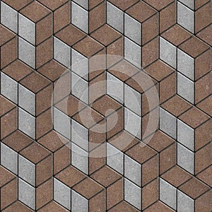 Brown and Gray Pavement in a Pattern of Rhombuses
