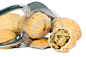 Brown greek nut with nutcracker