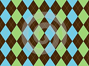 Brown green blue argyle seamless pattern