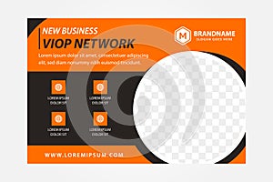 New business viop network flyer template design use horizontal layout.