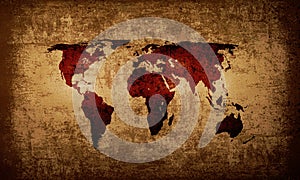 Brown grunge world map background