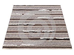 Brown handmade wool cotton causal solid chevron stripes area rug. 3d render
