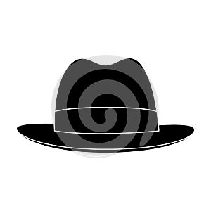 Brown hat with a brim. Headdress investigator for cover.Detective single icon in blake style vector symbol stock