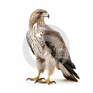 Brown Hawk In The Style Of Hugues Merle On White Background