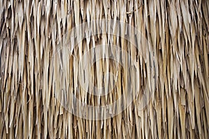 The brown hay roof is stacked on top of each other as a textured background