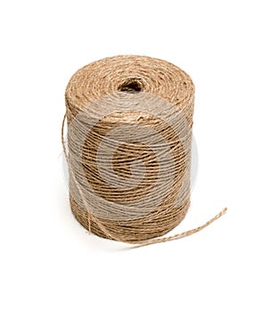 Brown hemp rope roll