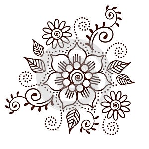 Brown Henna Flower Pattern Spiritual Illustration 1