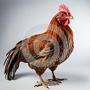 Brown hens isolated on white background, Laying hens farmers concept. generative ai