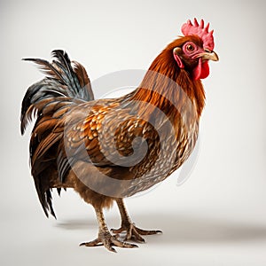 Brown hens isolated on white background, Laying hens farmers concept. generative ai