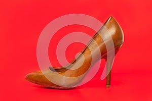 Brown high heels shoes