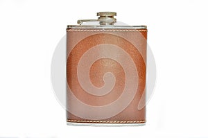 Brown hip flask isolated