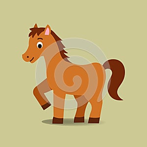 Brown Horse Cartoon flat design.Cute pony character