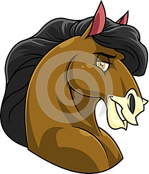 Brown Horse Head Cartoon Mascot Character