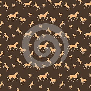 Brown horses seamless pattern