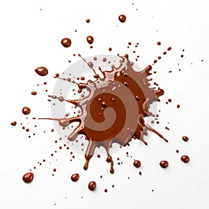 Brown ink splatter isolated on white background photo
