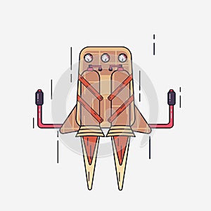 Brown jetpack in space