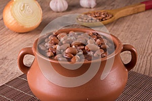 Brown Kidney Beans. Carioca into a pan photo