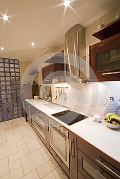 Brown kitchen interior