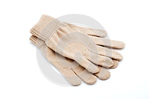 Brown knitted gloves