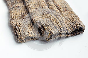 Brown knitting wool texture background socks