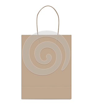 Brown kraft paper shopping bag with bottom gusset and rope handle